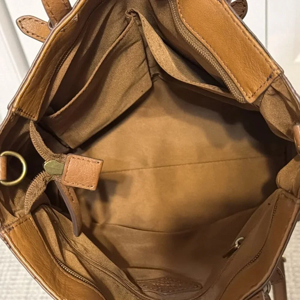 Fossil Camilla Brown Leather Convertible Adjustable Crossbody Purse Bag Backpack - Picture 8 of 11